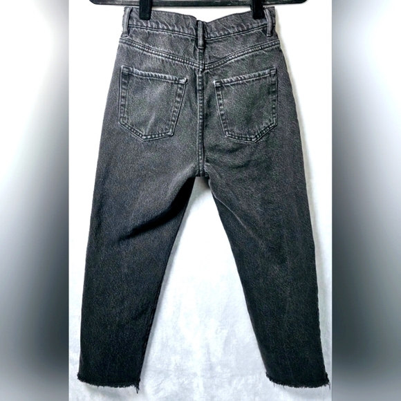 PacSun High Rise Straight Distressed Black Button Fly Jeans  Raw Hem Size 24 EUC - Picture 2 of 11